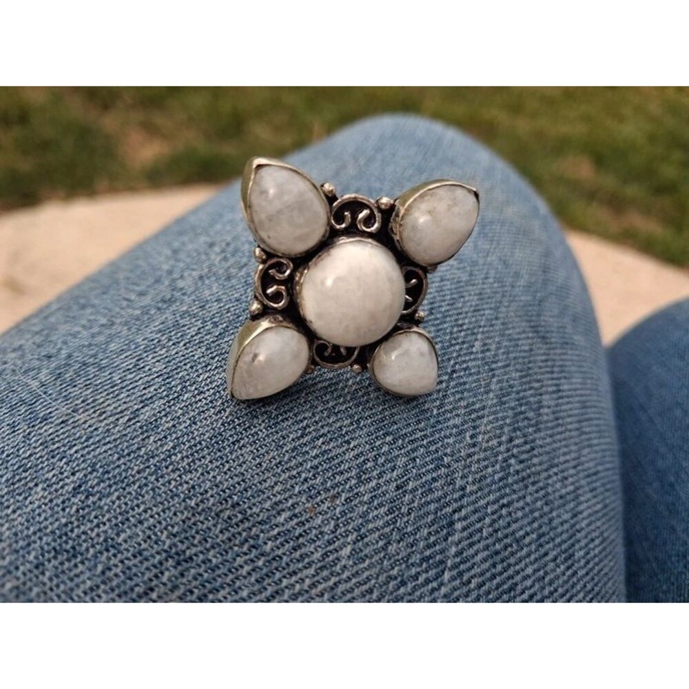 Unique moonstone boho ring
